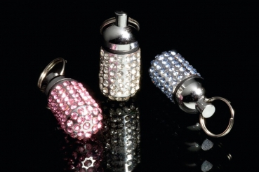 Glamour Adresstube -Anhänger-, Strass weiss, Silber