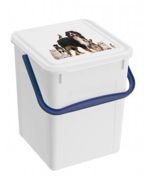 Tierfutterbox m. Henkel, 7l weiss