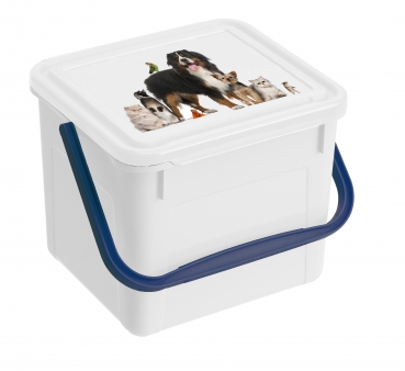 Tierfutterbox m. Henkel, 4.5l weiss