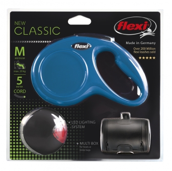 Flexi New Classic Set M, blau, Seil 5 m, bis 20kg