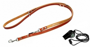Führleine Leder 18 mm breit, 200 cm lang, 3-fach verstellbar